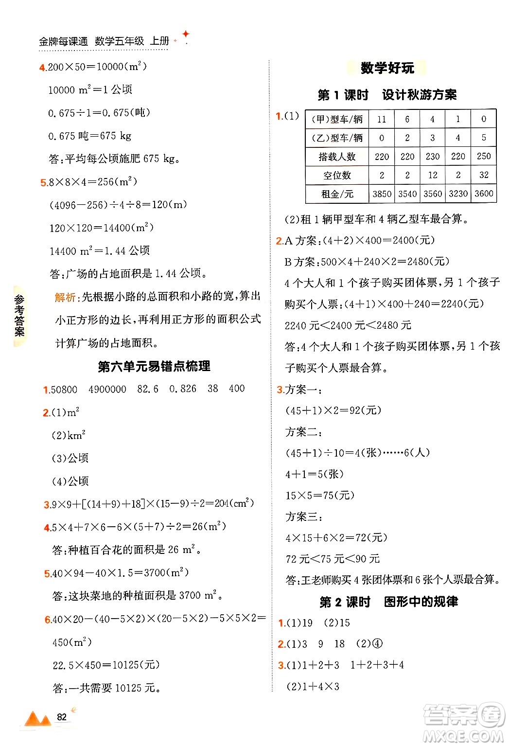 大連出版社2024年秋點(diǎn)石成金金牌每課通五年級數(shù)學(xué)上冊北師大版答案