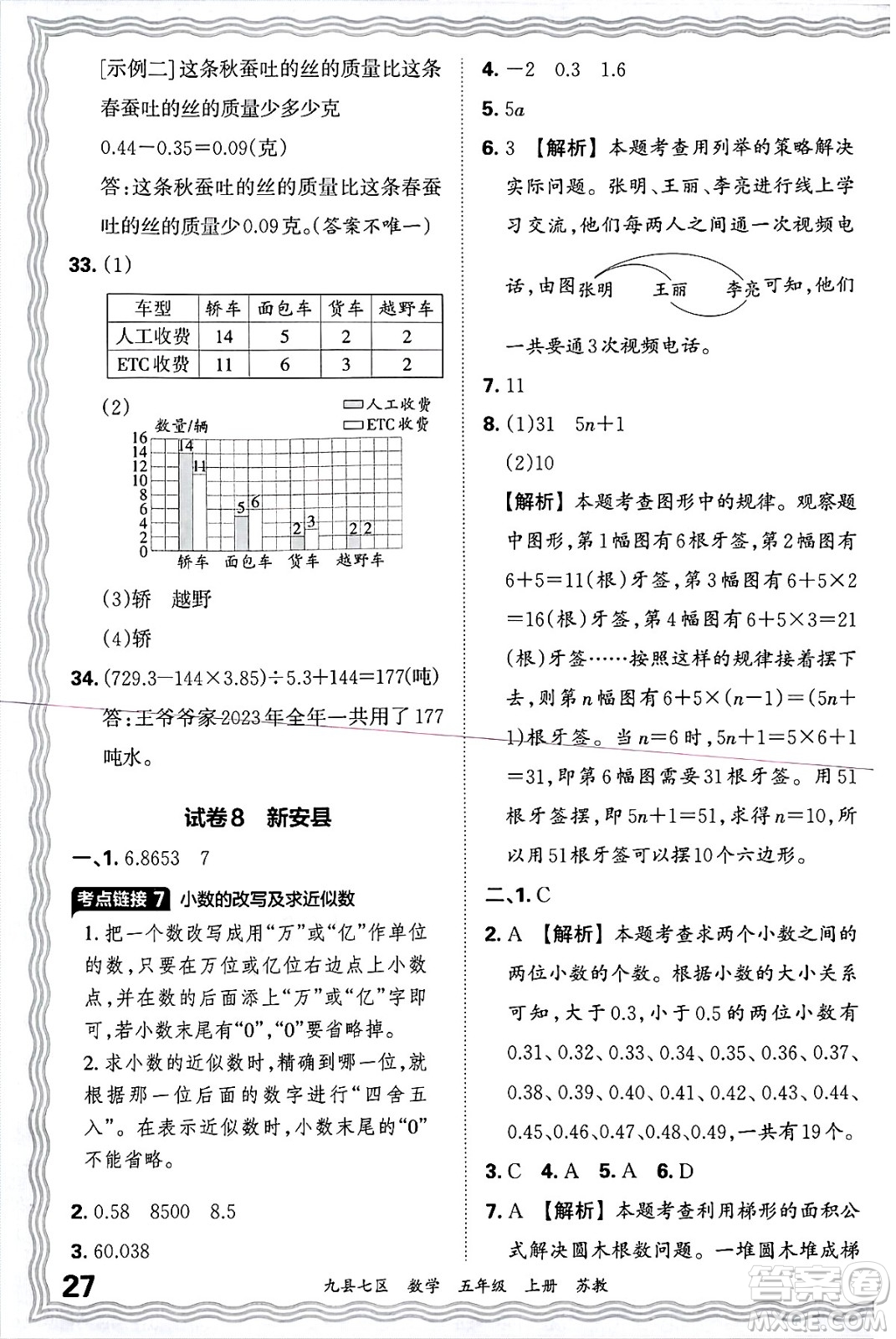江西人民出版社2024年秋王朝霞各地期末試卷精選五年級數(shù)學上冊蘇教版洛陽專版答案