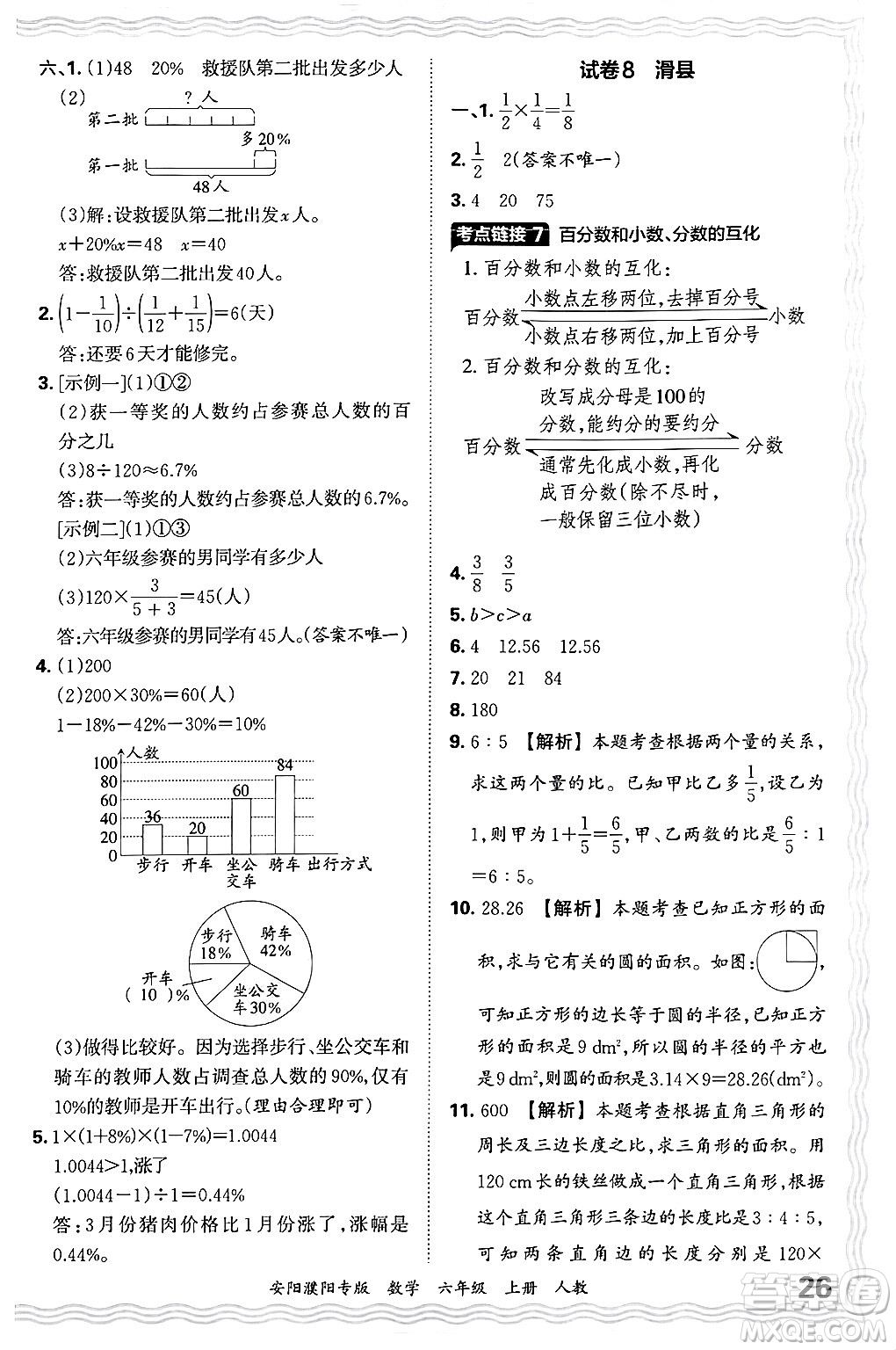 江西人民出版社2024年秋王朝霞期末真題精編六年級數(shù)學(xué)上冊人教版安陽濮陽專版答案