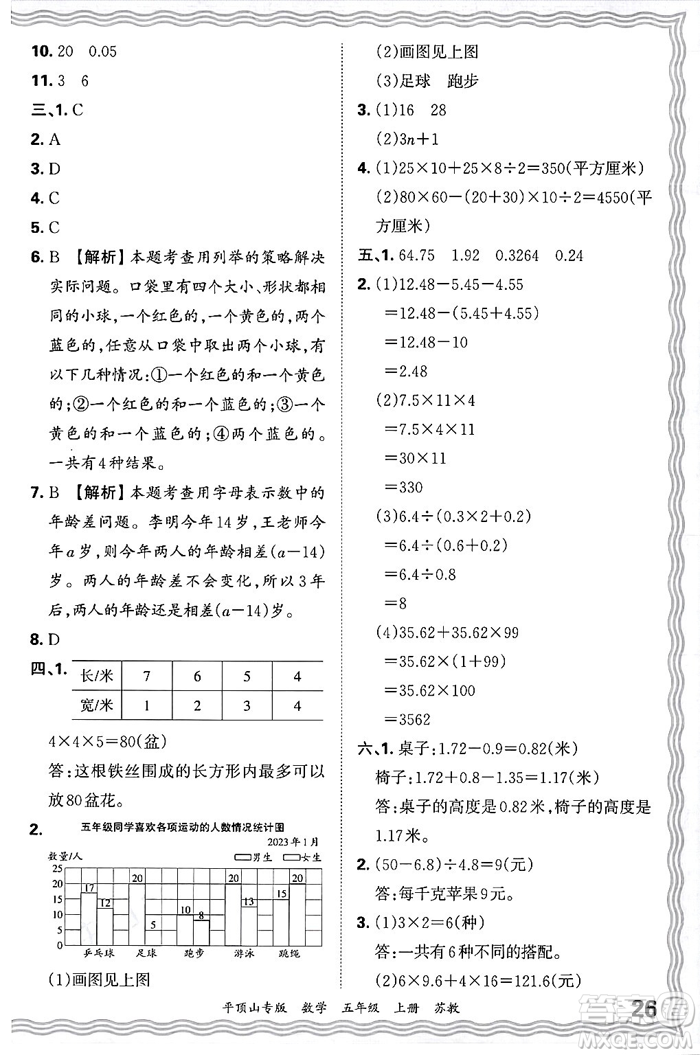 江西人民出版社2024年秋王朝霞期末真題精編五年級(jí)數(shù)學(xué)上冊(cè)蘇教版平頂山專(zhuān)版答案