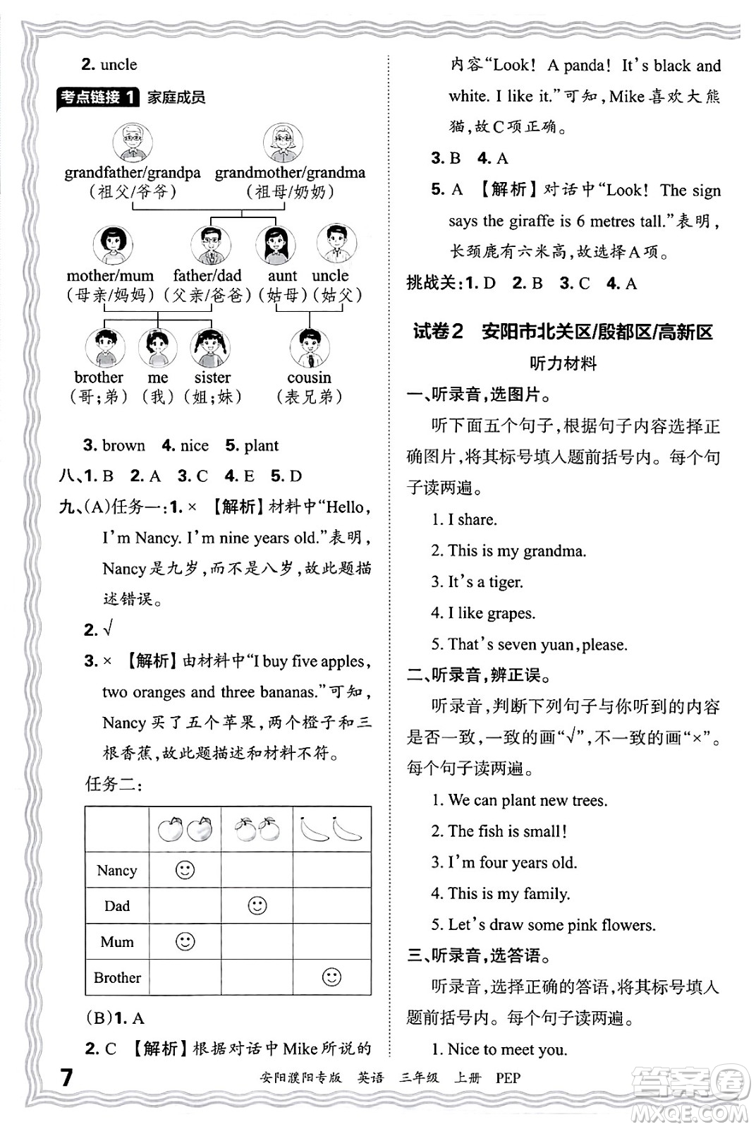 江西人民出版社2024年秋王朝霞期末真題精編三年級(jí)英語(yǔ)上冊(cè)人教PEP版安陽(yáng)濮陽(yáng)專(zhuān)版答案