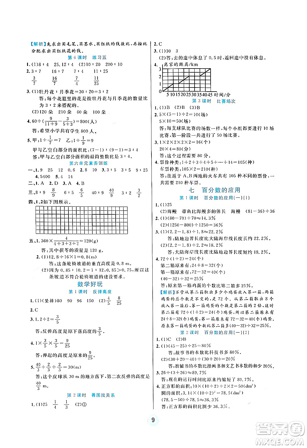 天津科學(xué)技術(shù)出版社2024年秋云頂課堂六年級數(shù)學(xué)上冊北師大版答案