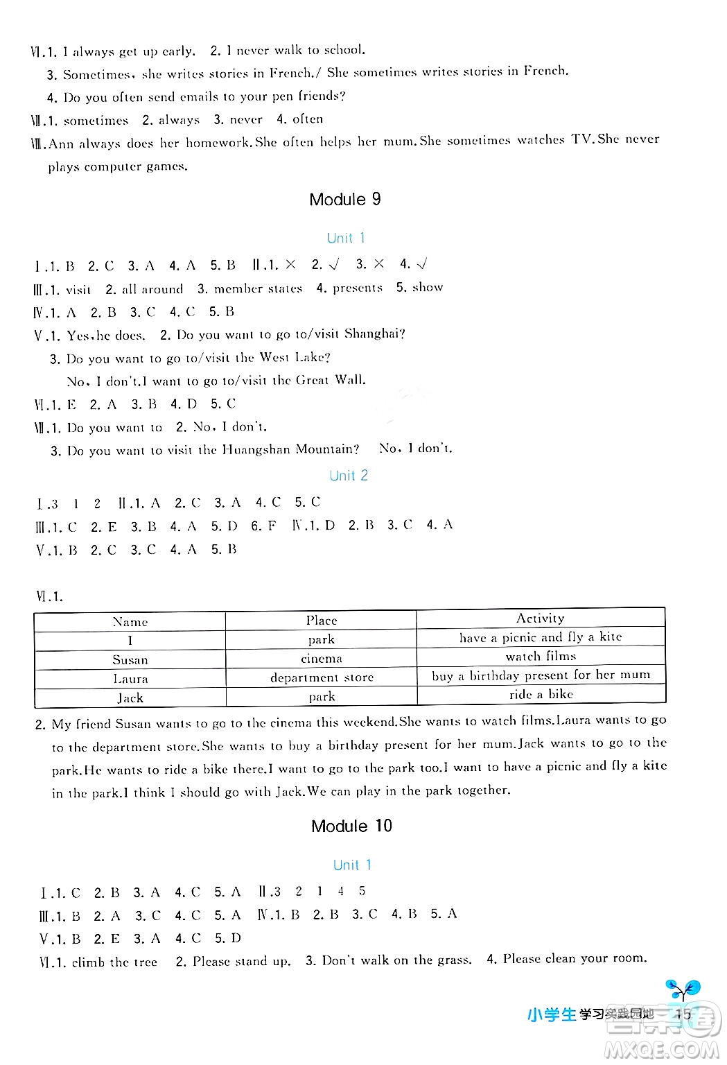 四川教育出版社2024年秋新課標小學生學習實踐園地六年級英語上冊外研版三起點答案