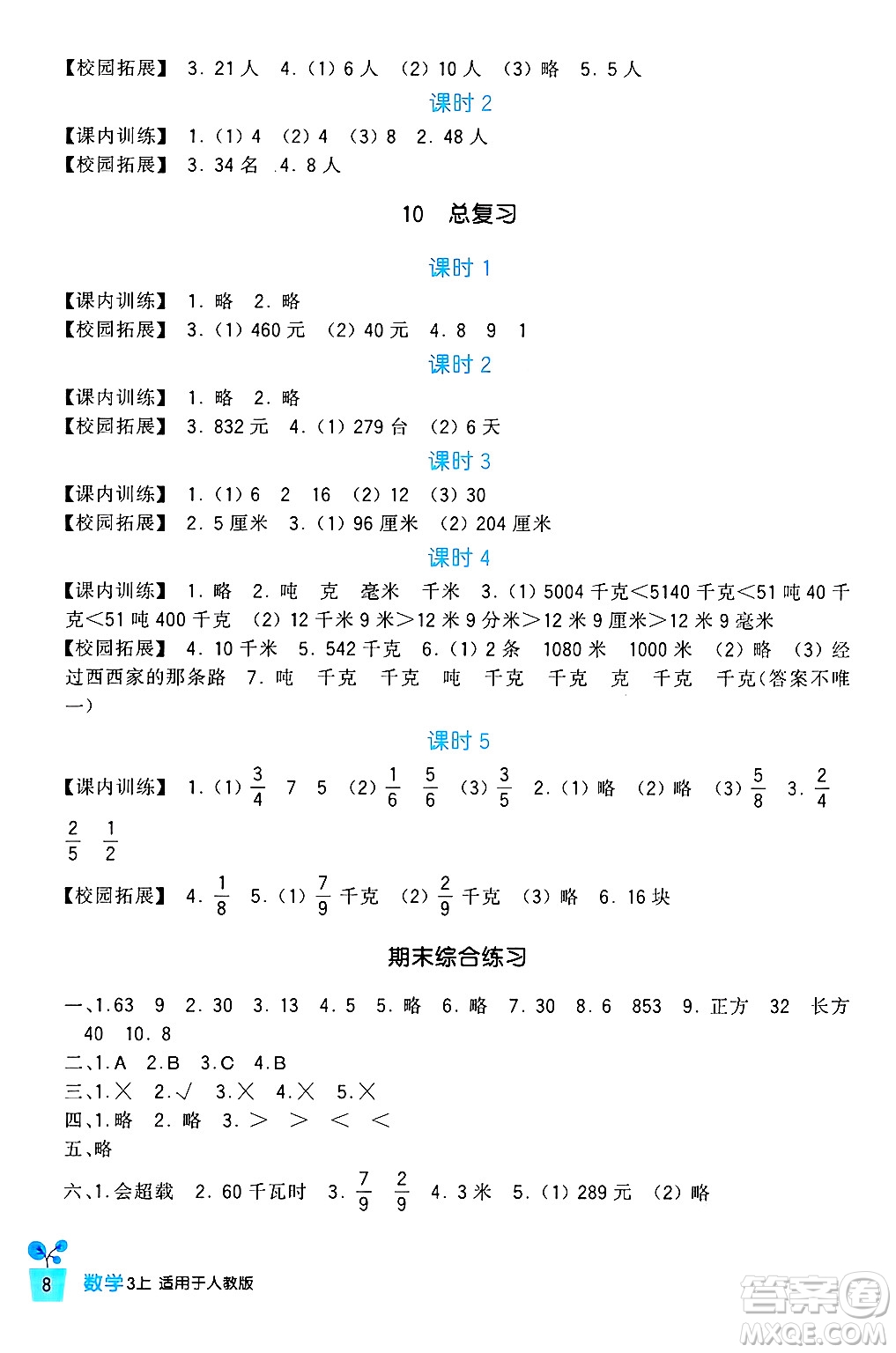 四川教育出版社2024年秋新課標(biāo)小學(xué)生學(xué)習(xí)實(shí)踐園地三年級(jí)數(shù)學(xué)上冊(cè)人教版答案