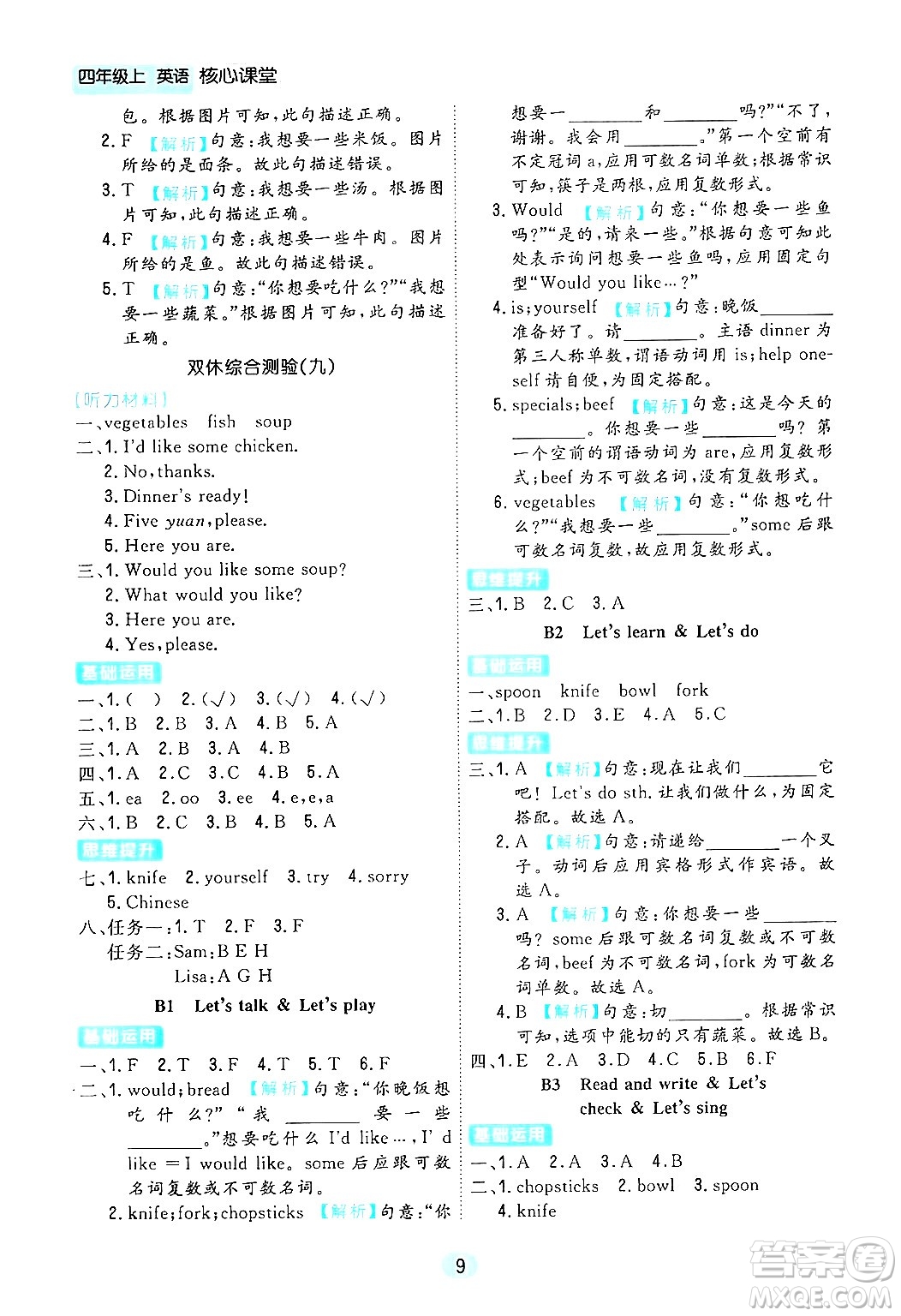 天津人民出版社2024年秋核心360核心課堂四年級英語上冊通用版答案