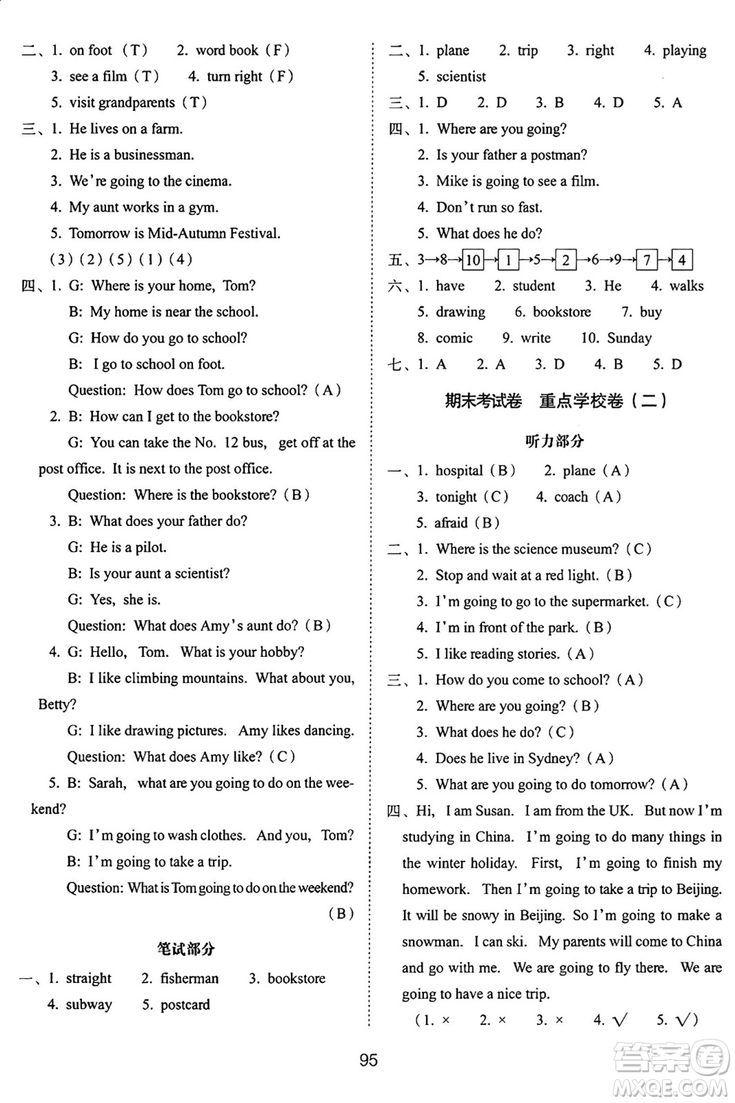 長(zhǎng)春出版社2024年秋68所期末沖刺100分完全試卷六年級(jí)英語(yǔ)上冊(cè)人教PEP版三起點(diǎn)答案