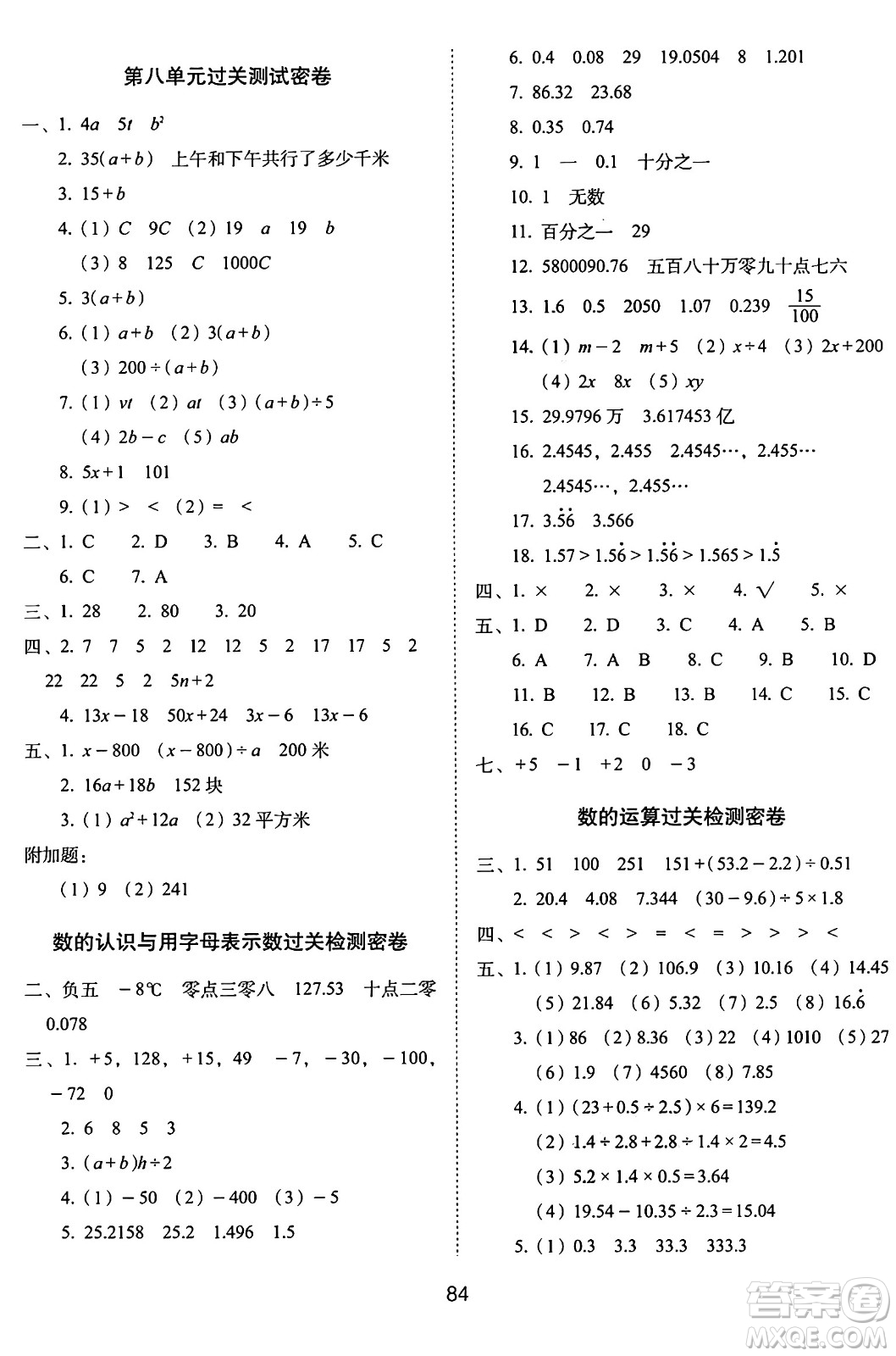 長春出版社2024年秋68所期末沖刺100分完全試卷五年級數(shù)學上冊蘇教版答案