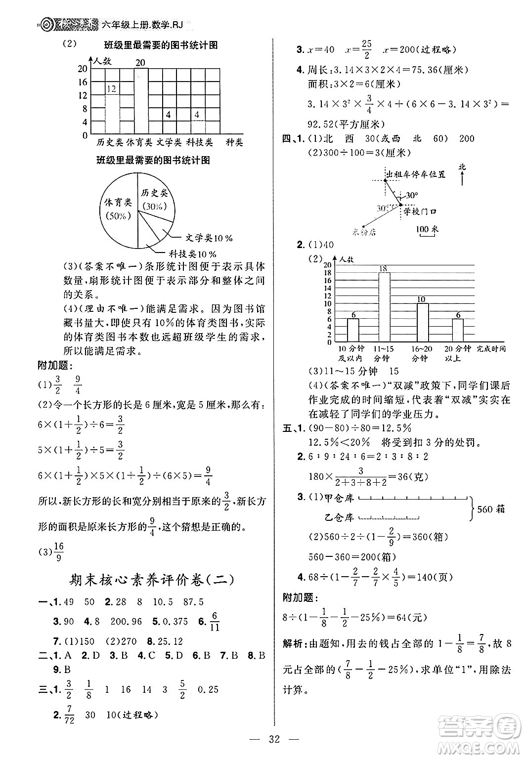 南方出版社2024秋學緣教育核心素養(yǎng)天天練六年級數(shù)學上冊人教版福建專版答案