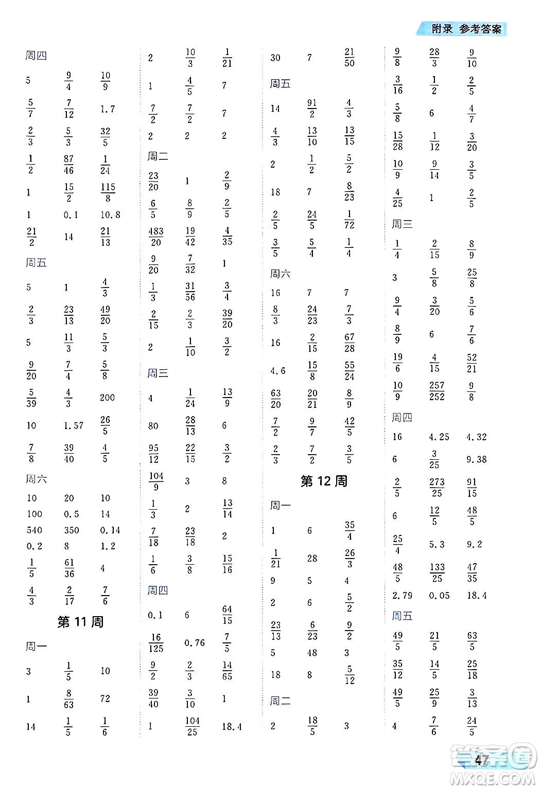 南方出版社2024秋學緣教育核心素養(yǎng)天天練六年級數(shù)學上冊人教版福建專版答案