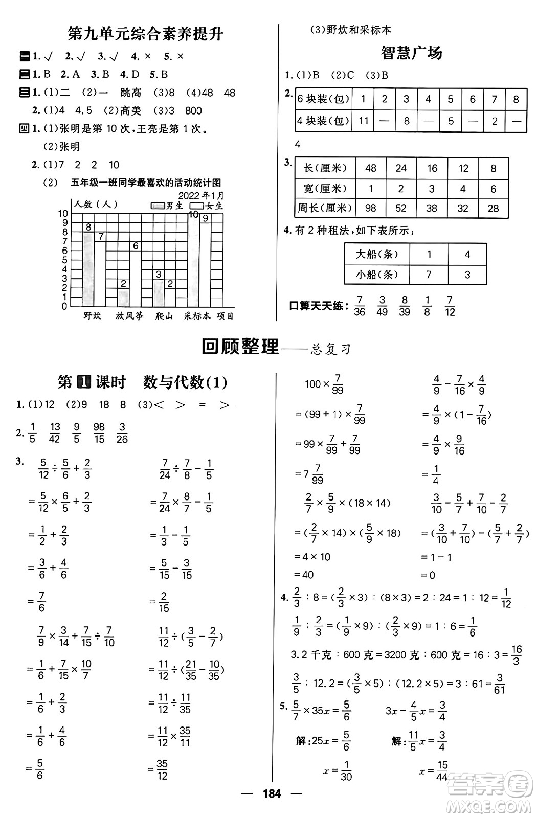 南方出版社2024秋學(xué)緣教育核心素養(yǎng)天天練五年級數(shù)學(xué)上冊通用版五四制答案