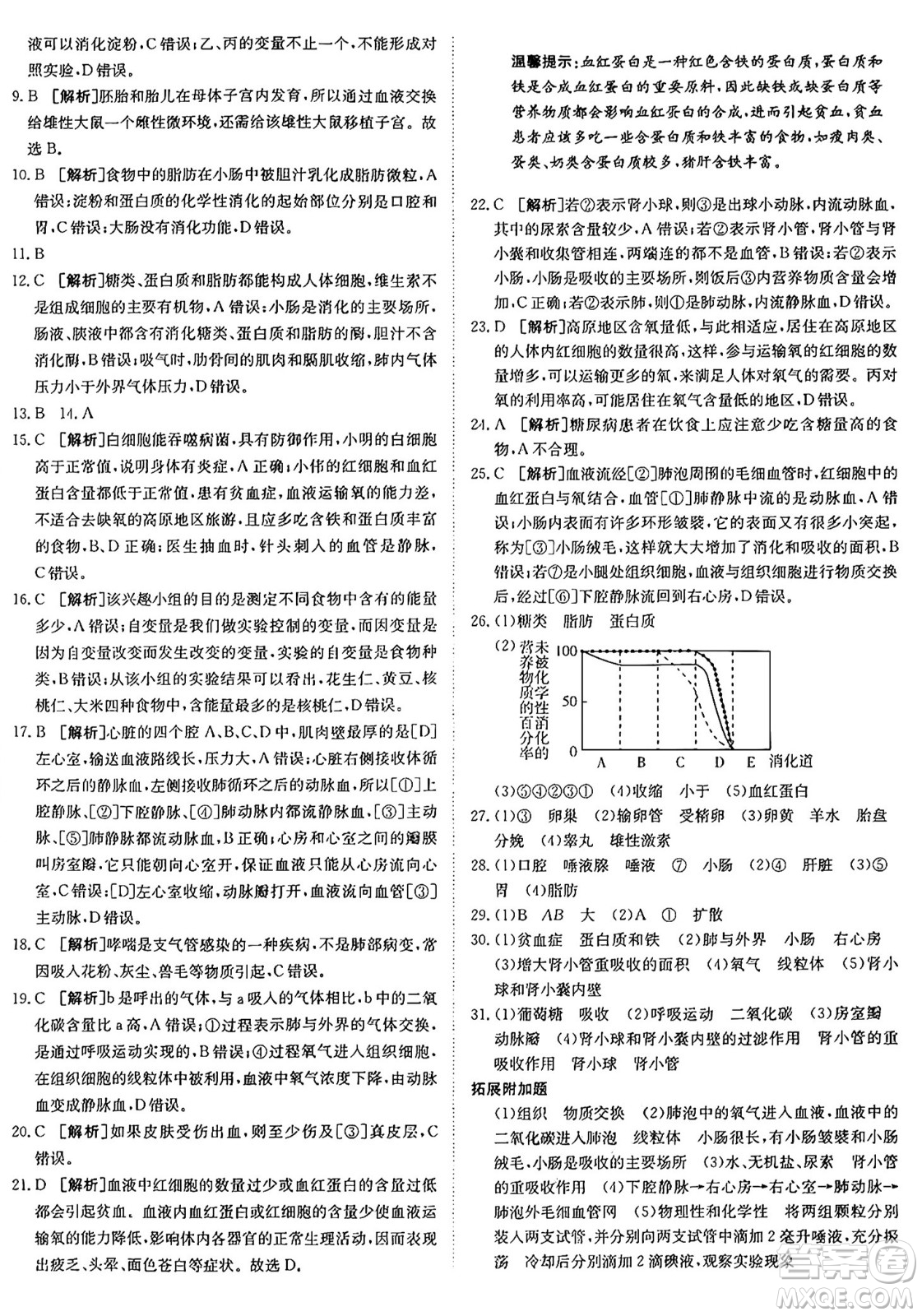 新疆青少年出版社2024年秋神龍教育期末考向標全程跟蹤突破測試卷七年級生物上冊魯科版答案