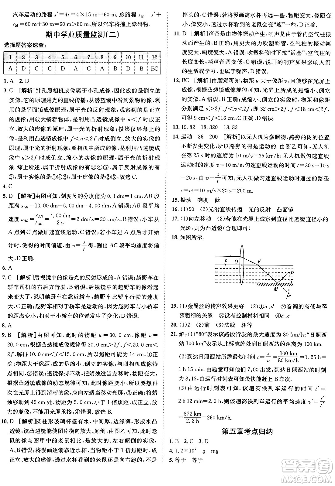 新疆青少年出版社2024年秋神龍教育期末考向標(biāo)全程跟蹤突破測試卷八年級物理上冊滬科版答案