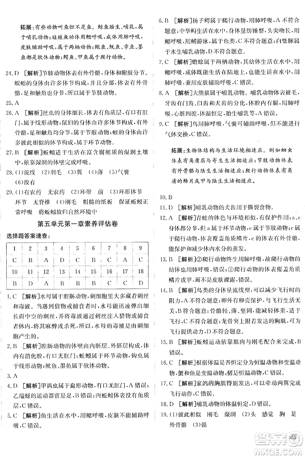 新疆青少年出版社2024年秋神龍教育期末考向標(biāo)全程跟蹤突破測試卷八年級(jí)生物上冊人教版答案