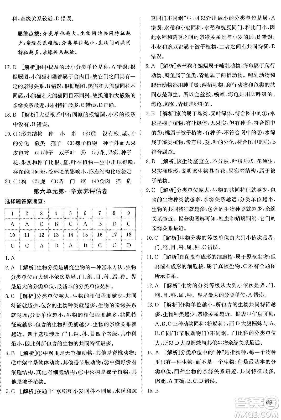 新疆青少年出版社2024年秋神龍教育期末考向標(biāo)全程跟蹤突破測試卷八年級(jí)生物上冊人教版答案