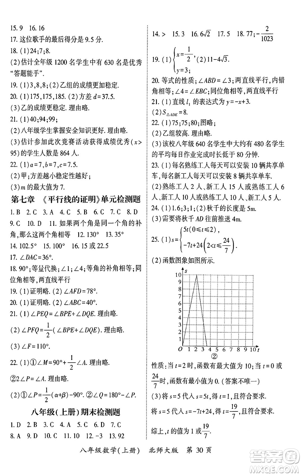 吉林教育出版社2024年秋啟航新課堂八年級數(shù)學(xué)上冊北師大版答案