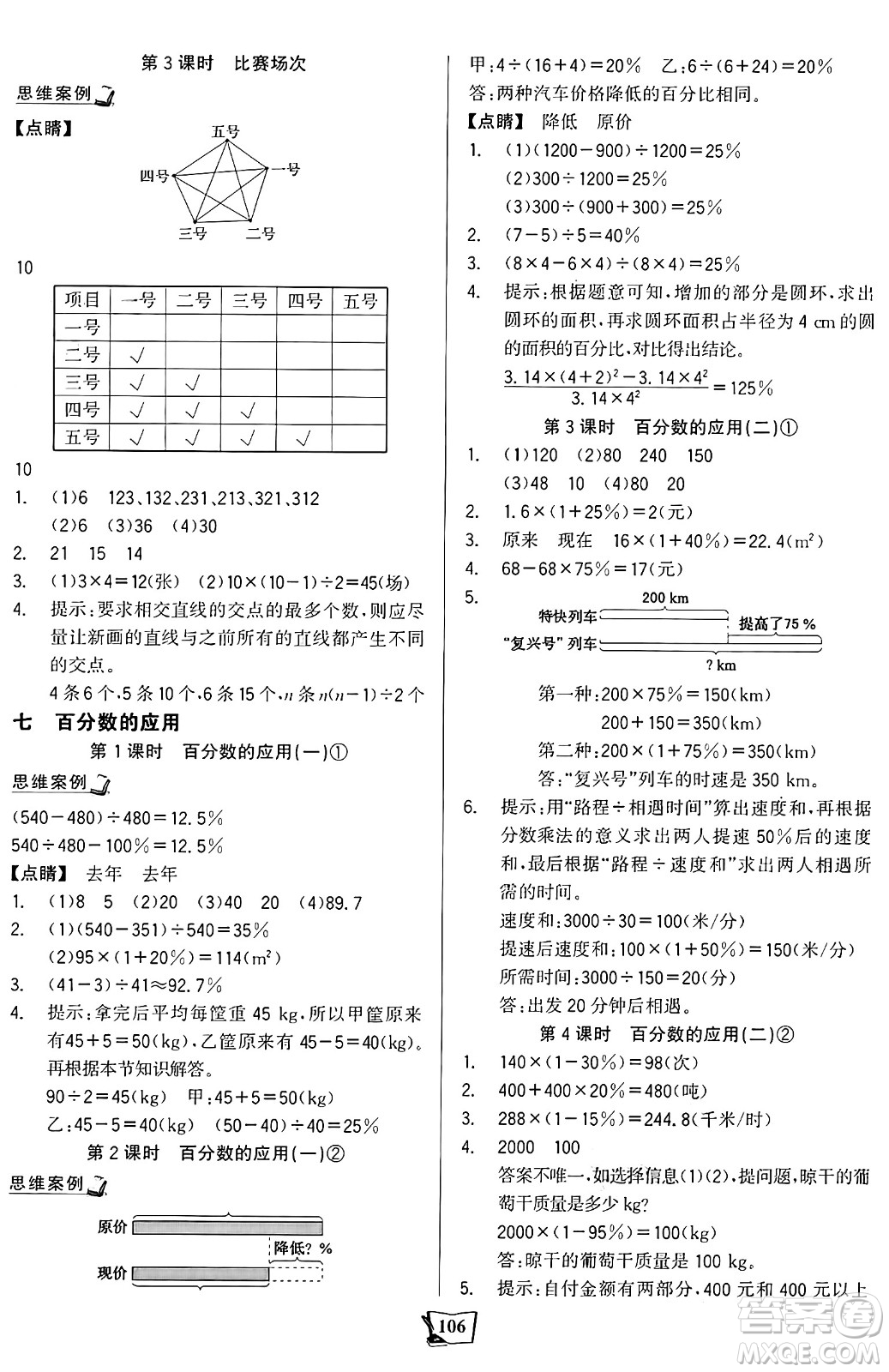 未來出版社2024年秋世紀金榜金榜小博士課時提優(yōu)作業(yè)六年級數(shù)學(xué)上冊北師大版答案