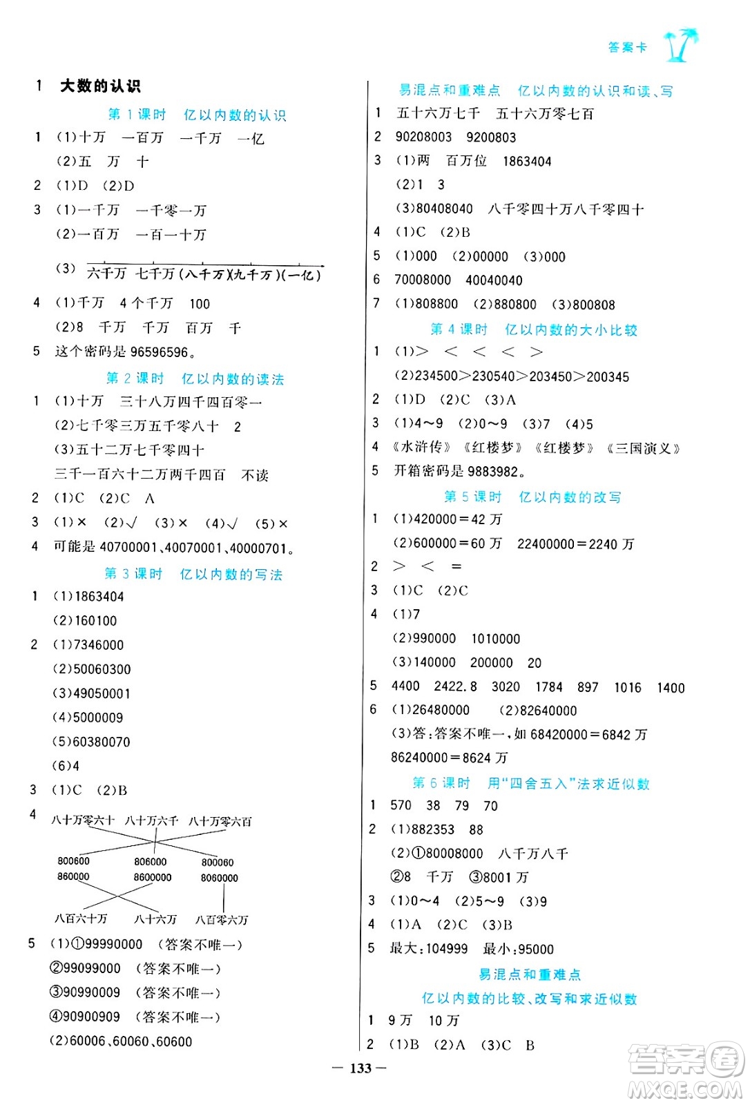 遼寧少年兒童出版社2024年秋世紀(jì)金榜金榜小博士課時提優(yōu)作業(yè)四年級數(shù)學(xué)上冊人教版答案