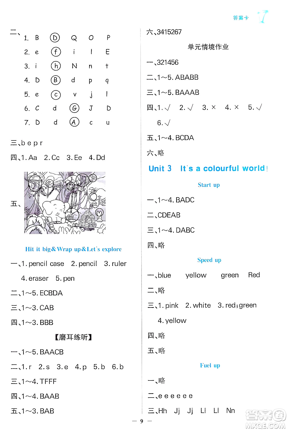 遼寧少年兒童出版社2024年秋世紀金榜金榜小博士課時提優(yōu)作業(yè)三年級英語上冊外研版三起點答案