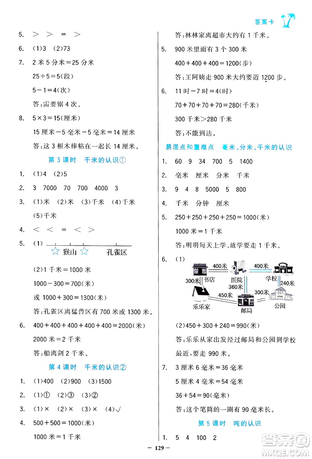 遼寧少年兒童出版社2024年秋世紀(jì)金榜金榜小博士課時提優(yōu)作業(yè)三年級數(shù)學(xué)上冊人教版答案