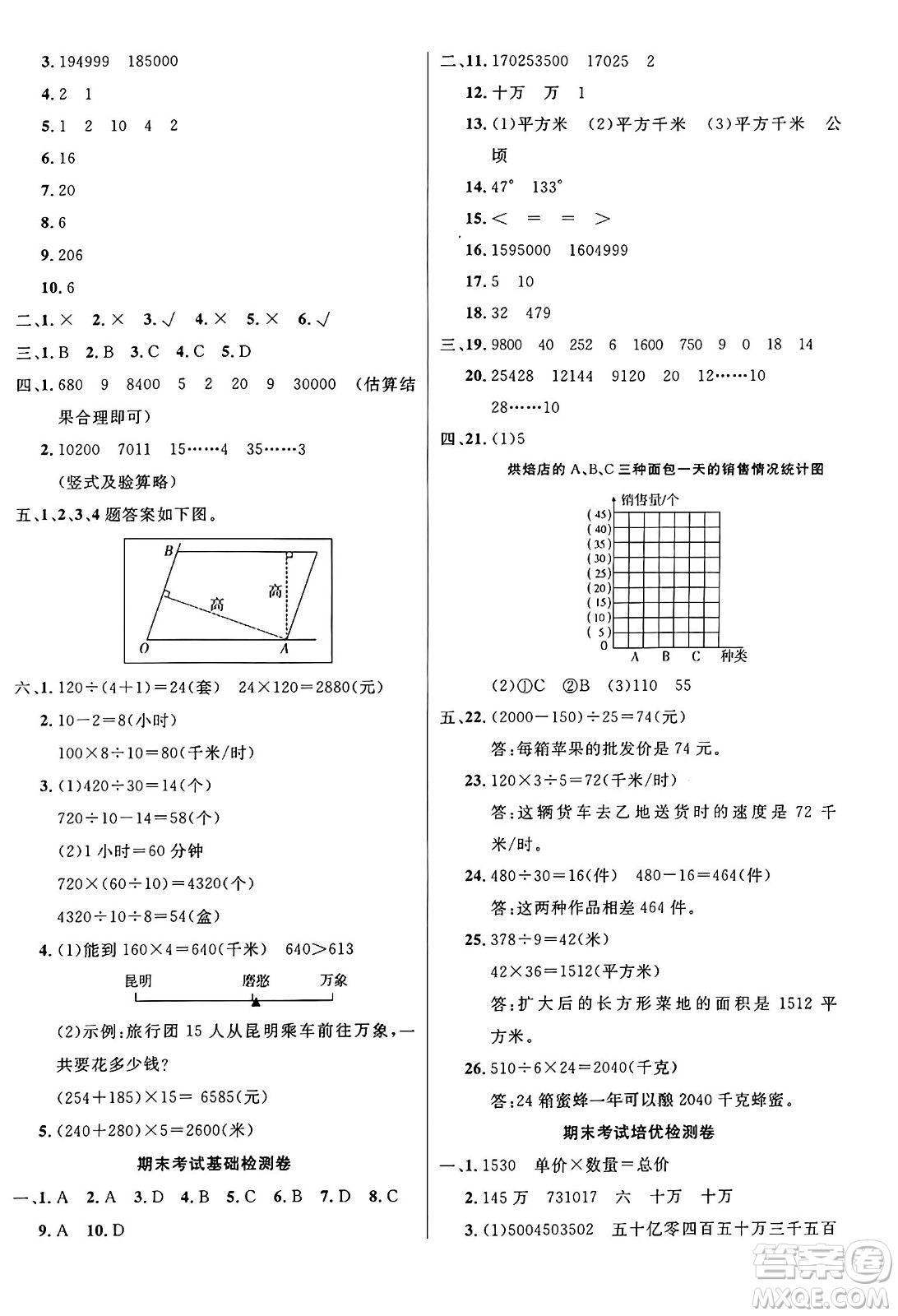 江蘇鳳凰美術(shù)出版社2024年秋廣文圖書黃岡小博士沖刺100分四年級數(shù)學(xué)上冊人教版答案
