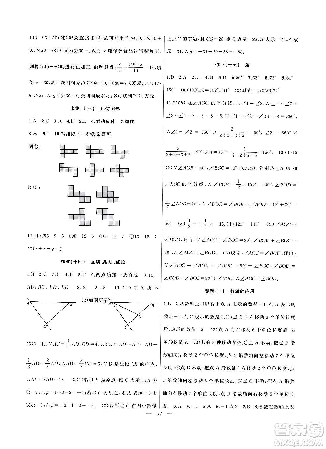 新疆青少年出版社2025年高效課堂系列寒假作業(yè)七年級數(shù)學通用版答案