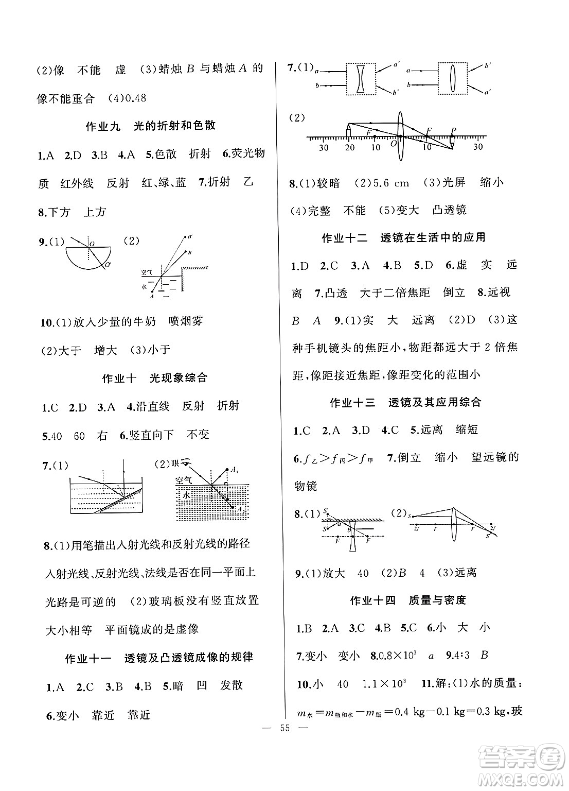 新疆青少年出版社2025年高效課堂系列寒假作業(yè)八年級(jí)物理通用版答案