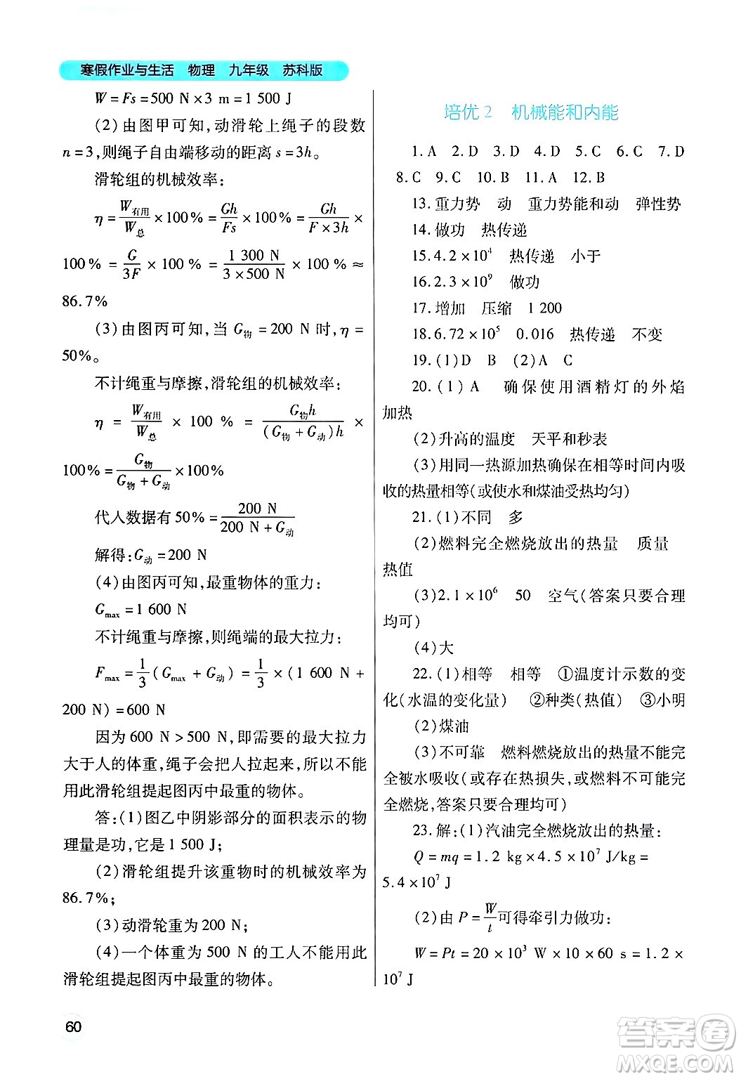 陜西師范大學(xué)出版總社有限公司2025年寒假作業(yè)與生活九年級(jí)物理蘇科版答案
