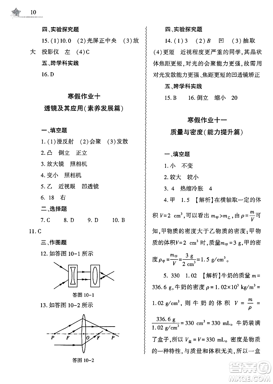 大象出版社2025年寒假作業(yè)本八年級物理通用版答案