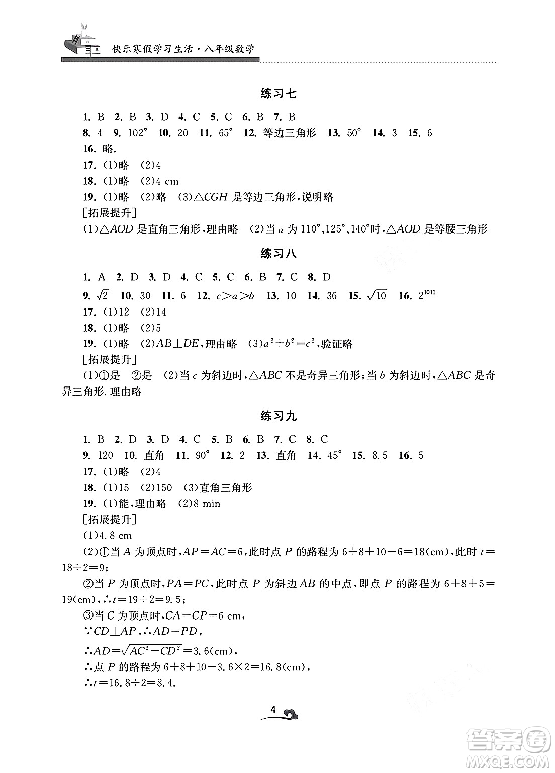 江蘇鳳凰美術(shù)出版社2025年快樂(lè)寒假學(xué)習(xí)生活八年級(jí)數(shù)學(xué)通用版答案