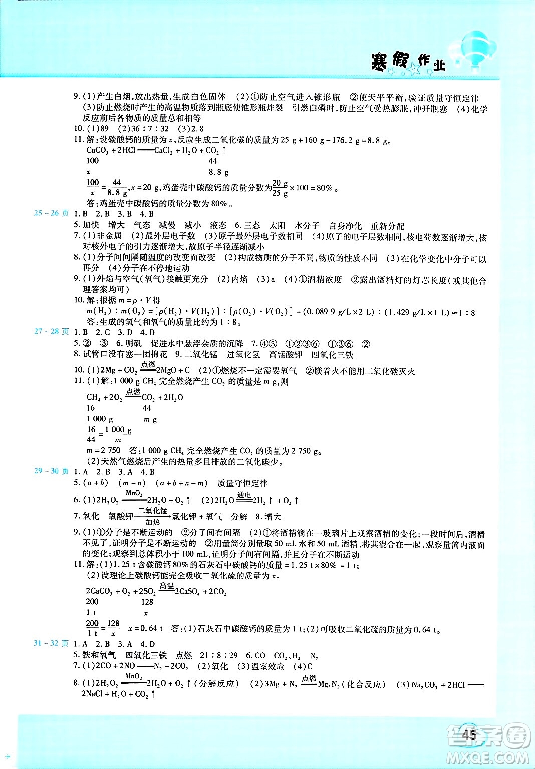 中原農(nóng)民出版社2025年豫新銳寒假作業(yè)假期園地九年級(jí)化學(xué)通用版答案