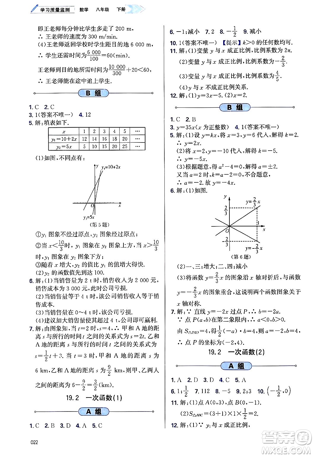 天津教育出版社2025年春學(xué)習(xí)質(zhì)量監(jiān)測八年級數(shù)學(xué)下冊人教版答案