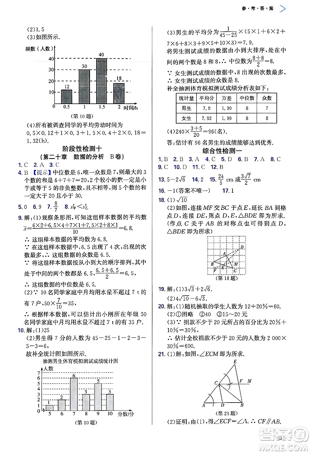 天津教育出版社2025年春學(xué)習(xí)質(zhì)量監(jiān)測八年級數(shù)學(xué)下冊人教版答案