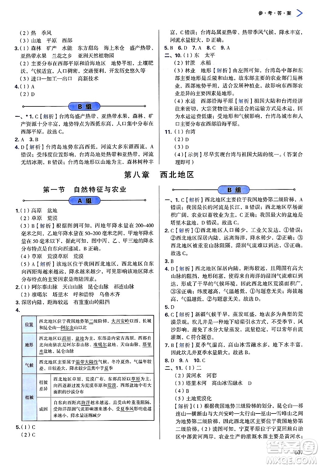 天津教育出版社2025年春學(xué)習(xí)質(zhì)量監(jiān)測八年級地理下冊人教版答案