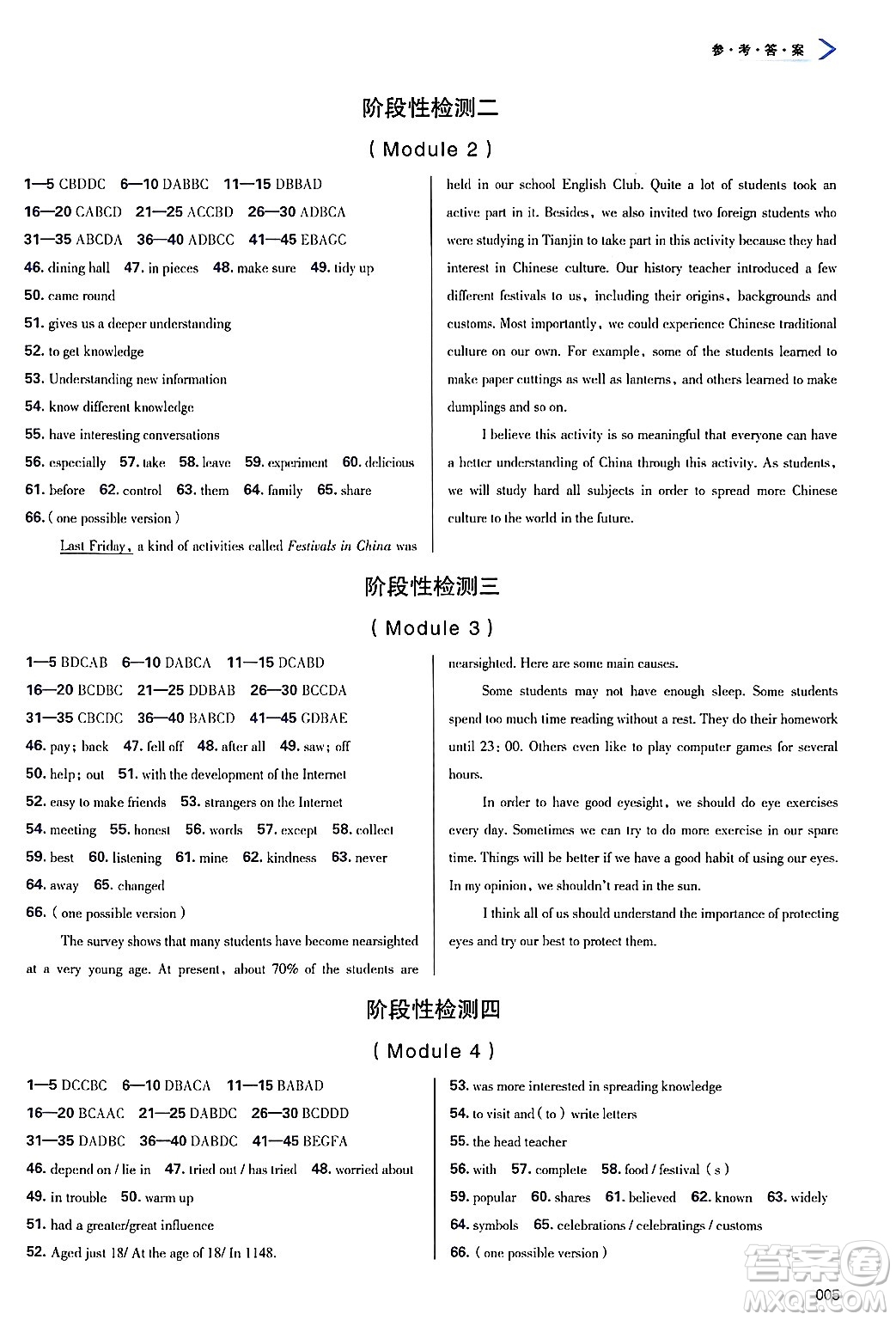 天津教育出版社2025年春學(xué)習(xí)質(zhì)量監(jiān)測九年級英語下冊外研版答案