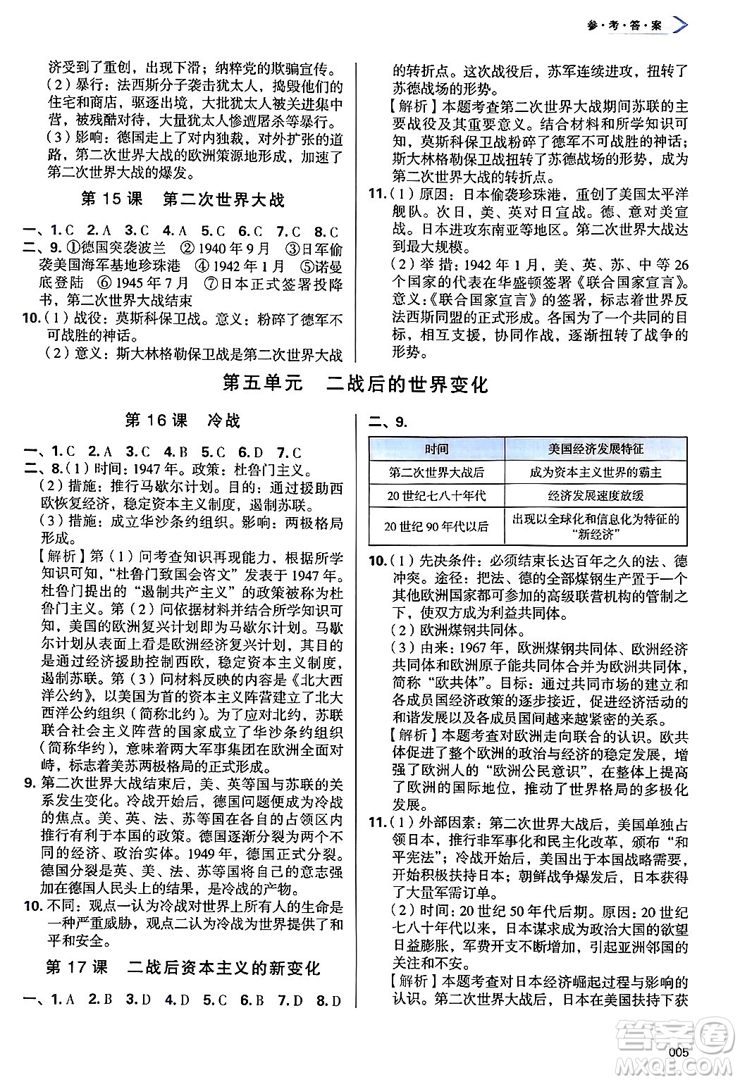 天津教育出版社2025年春學(xué)習(xí)質(zhì)量監(jiān)測(cè)九年級(jí)歷史下冊(cè)人教版答案