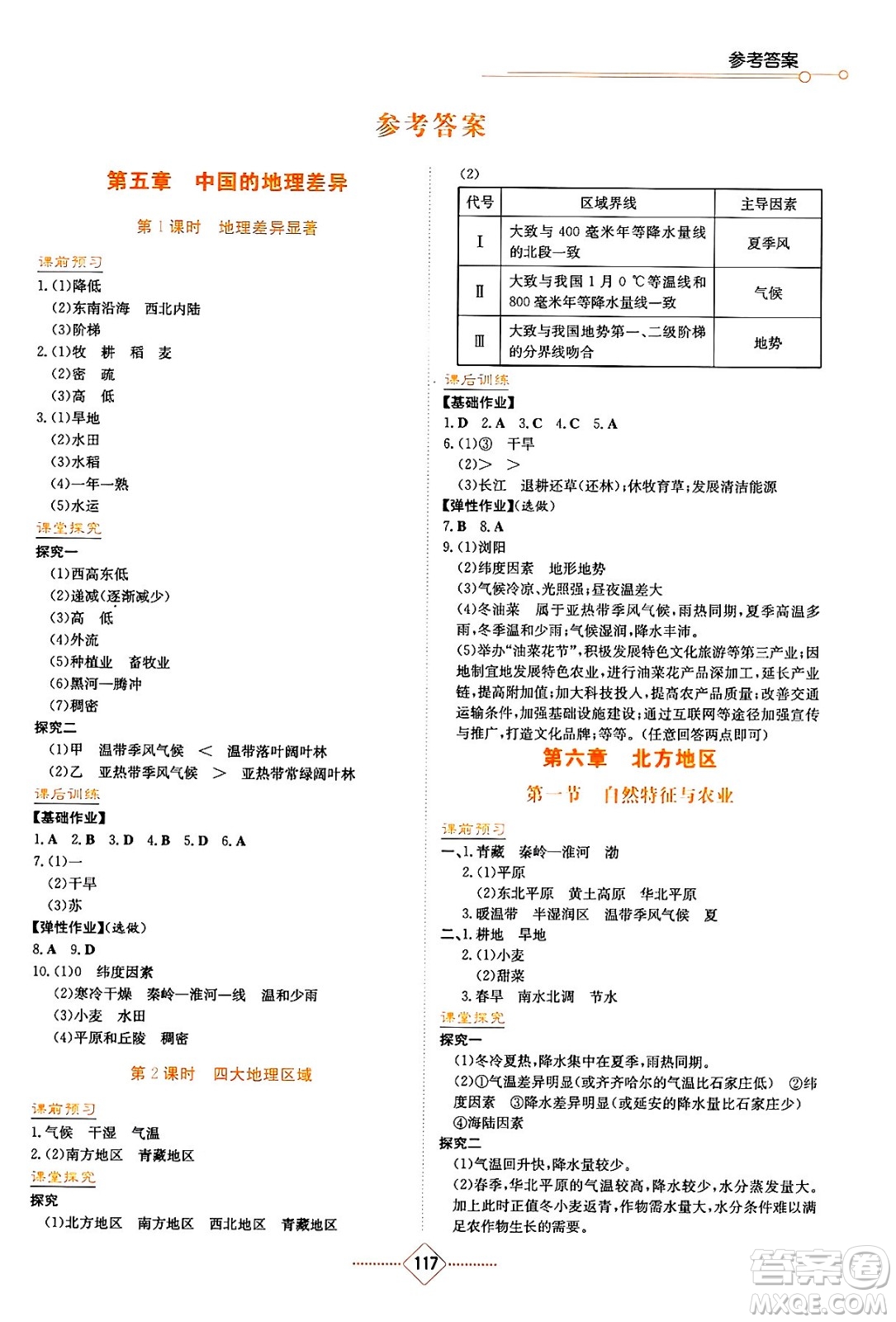 湖南教育出版社2025年春學法大視野八年級地理下冊人教版答案
