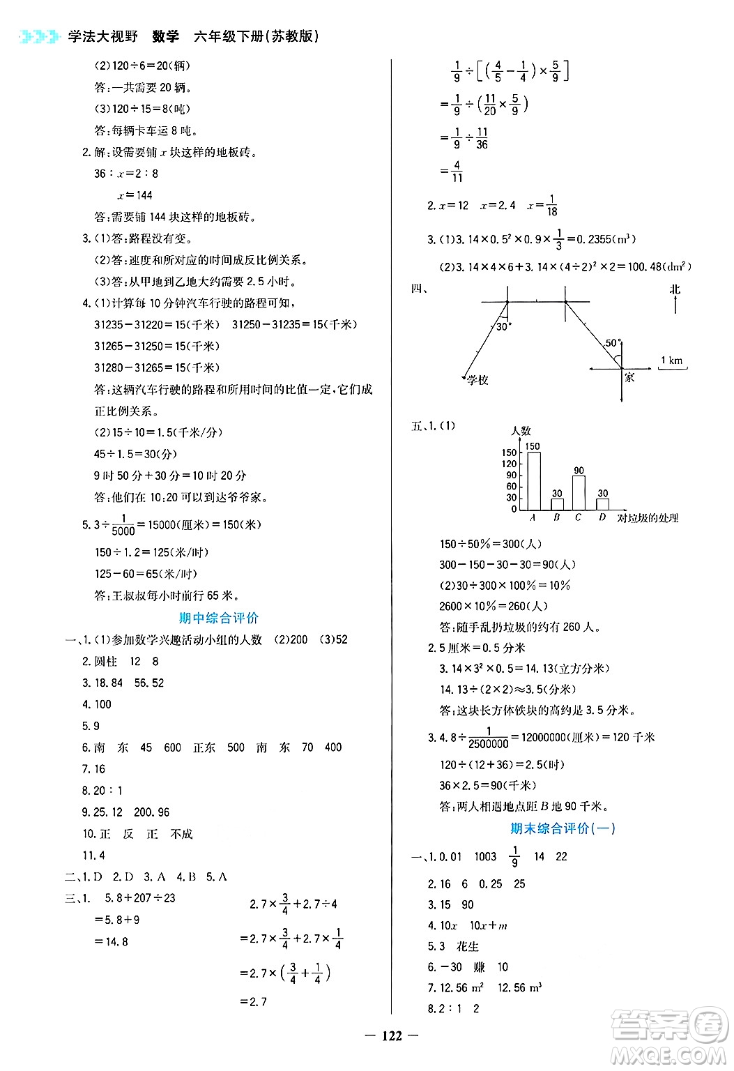 湖南教育出版社2025年春學(xué)法大視野六年級(jí)數(shù)學(xué)下冊(cè)蘇教版答案