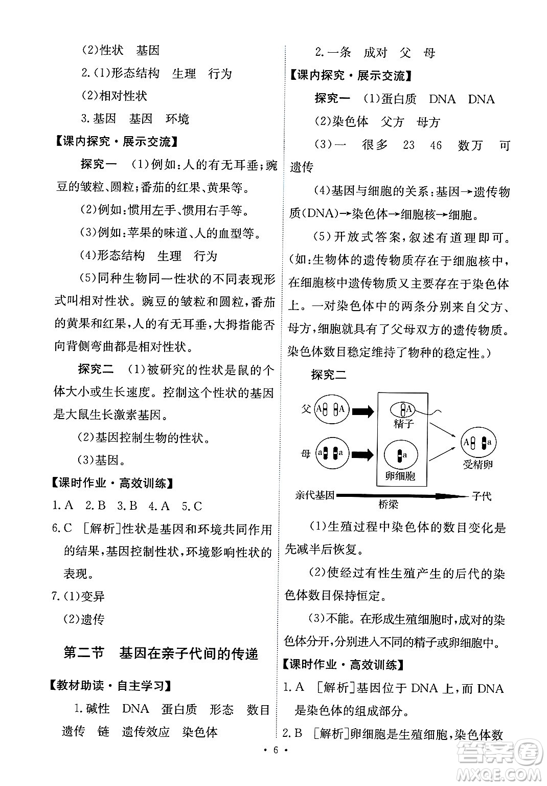 人民教育出版社2025年春能力培養(yǎng)與測試八年級生物下冊人教版答案