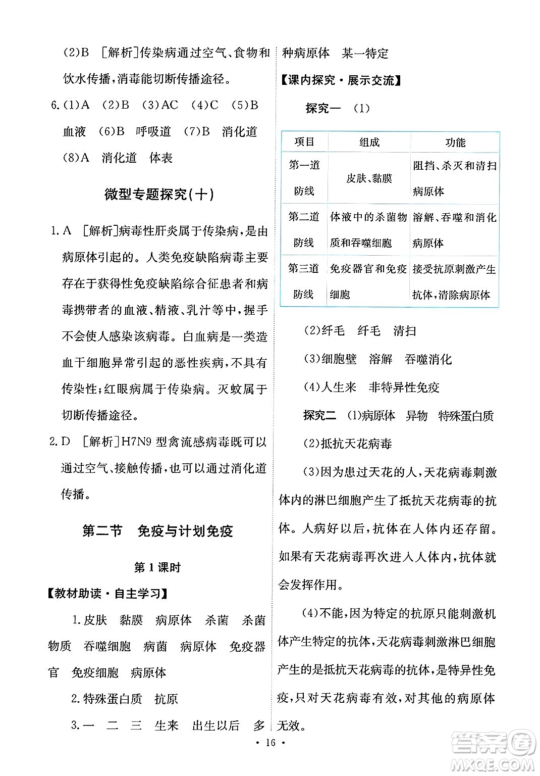 人民教育出版社2025年春能力培養(yǎng)與測試八年級生物下冊人教版答案
