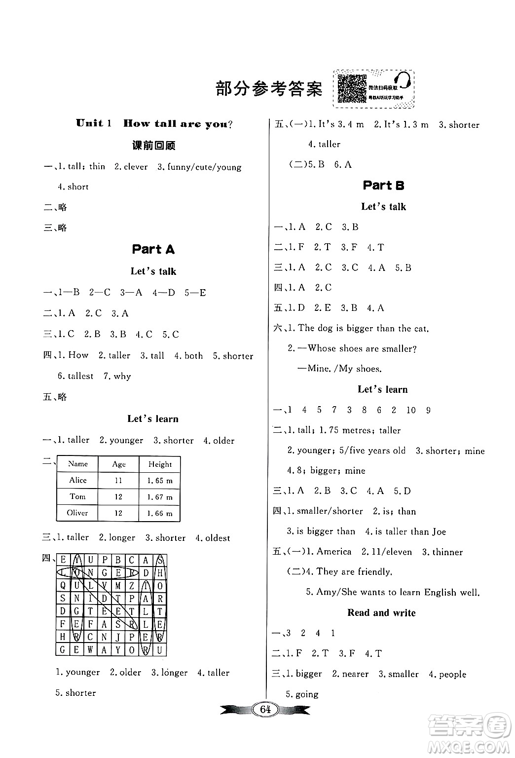 人民教育出版社2025年春百年學(xué)典同步導(dǎo)學(xué)與優(yōu)化訓(xùn)練六年級英語下冊人教PEP版答案