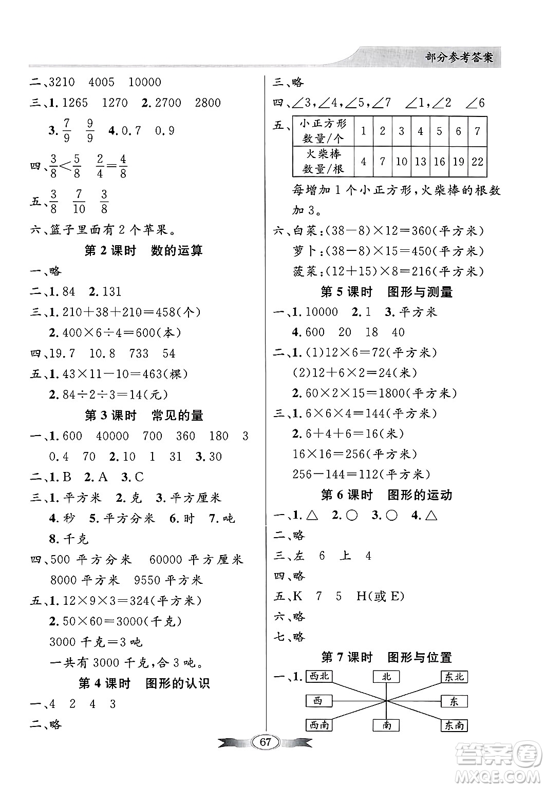 人民教育出版社2025年春百年學(xué)典同步導(dǎo)學(xué)與優(yōu)化訓(xùn)練三年級(jí)數(shù)學(xué)下冊(cè)北師大版答案