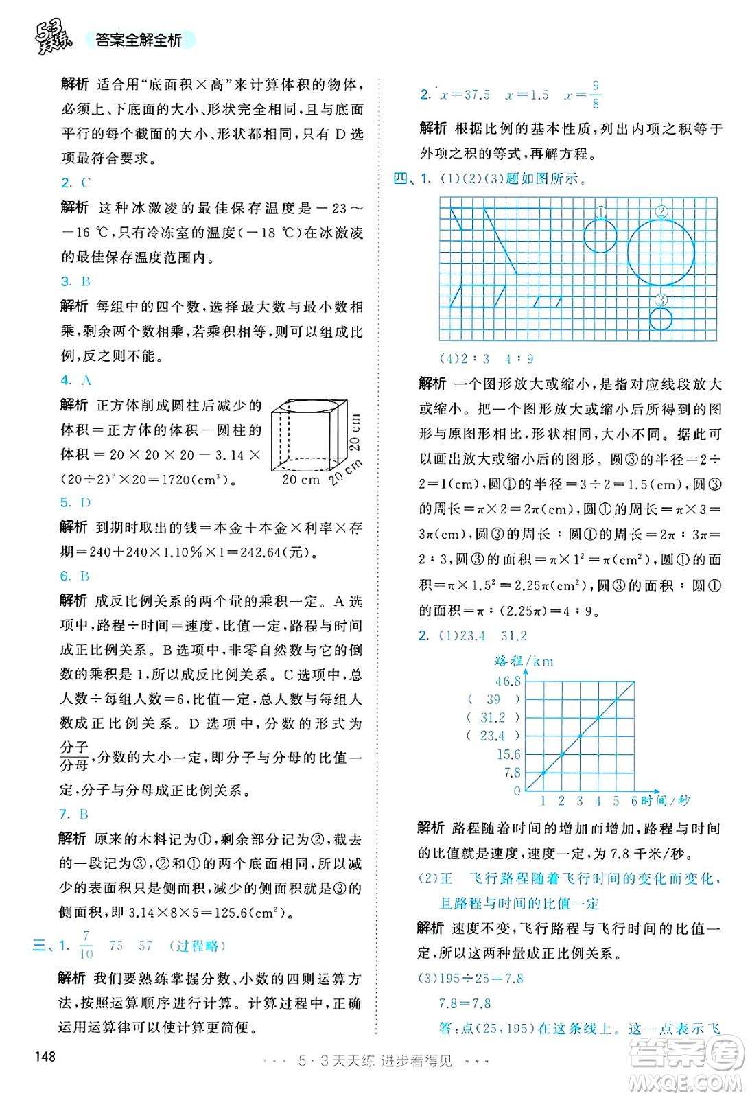山東畫報(bào)出版社2025年春53天天練六年級數(shù)學(xué)下冊人教版答案