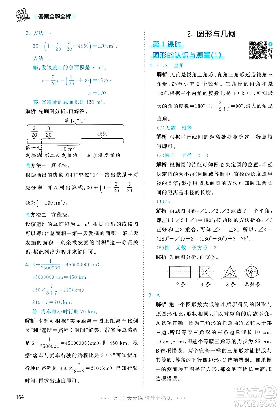 山東畫報(bào)出版社2025年春53天天練六年級數(shù)學(xué)下冊人教版答案