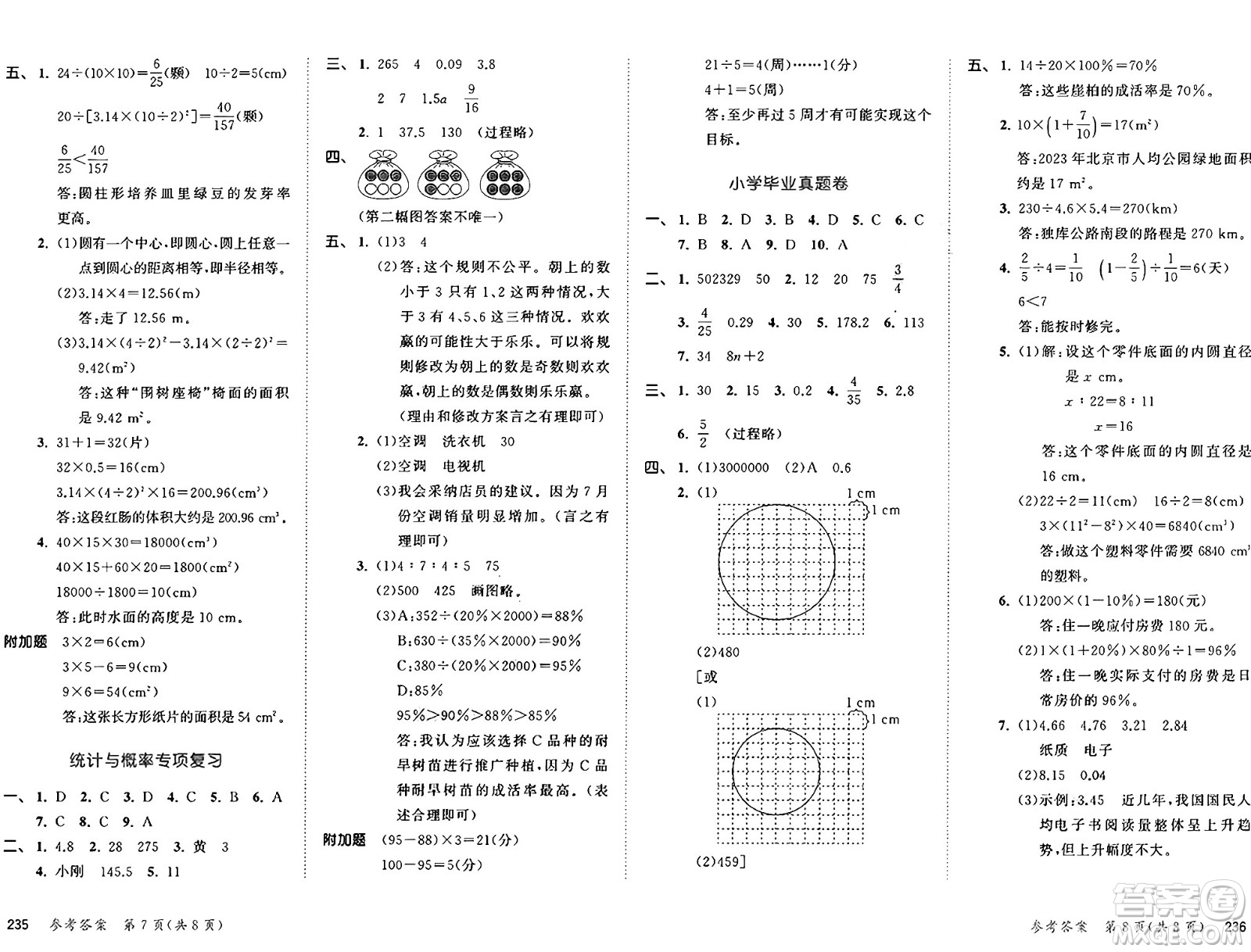 山東畫報(bào)出版社2025年春53天天練六年級數(shù)學(xué)下冊人教版答案