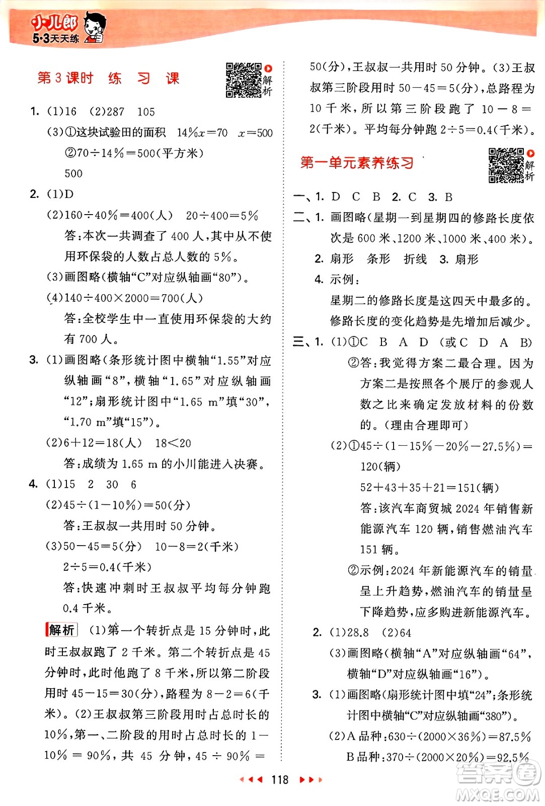 山東畫報出版社2025年春53天天練六年級數(shù)學(xué)下冊蘇教版答案