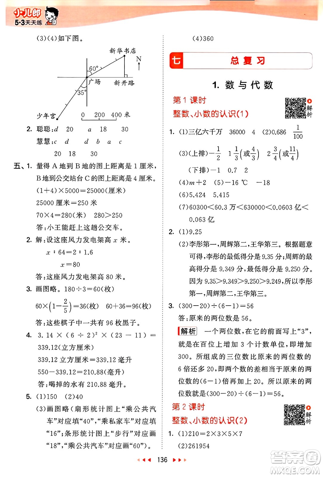 山東畫報出版社2025年春53天天練六年級數(shù)學(xué)下冊蘇教版答案