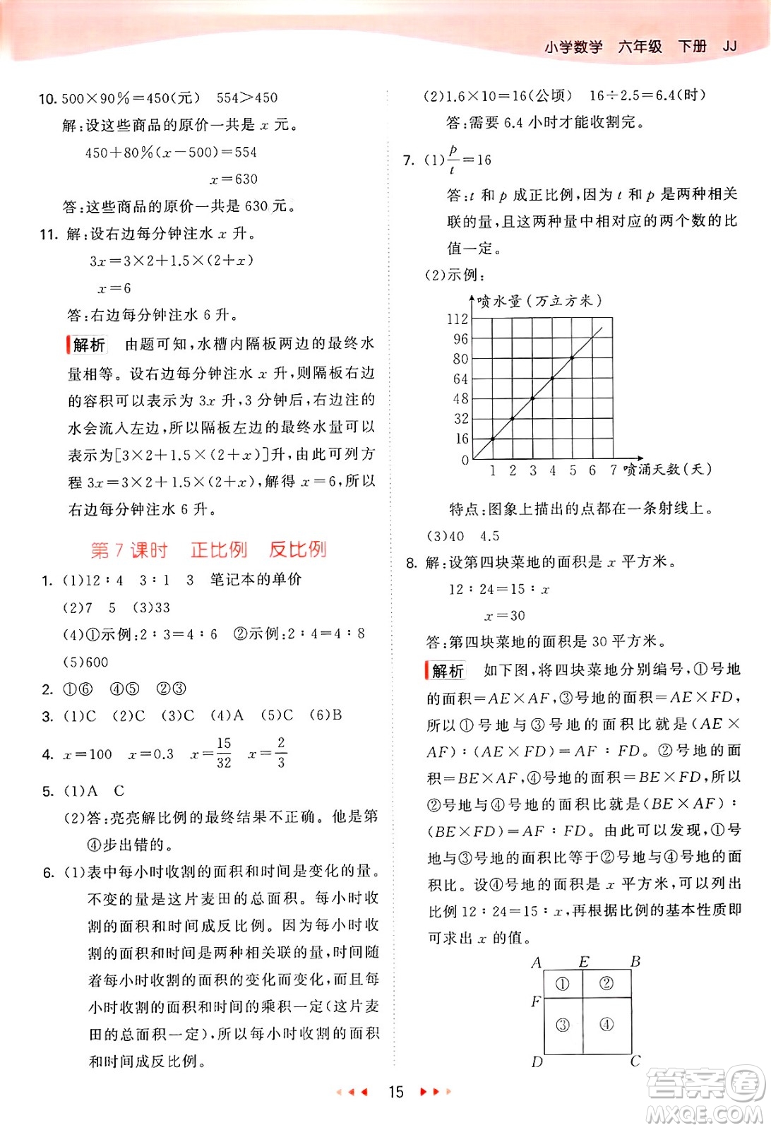 西安出版社2025年春53天天練六年級數(shù)學(xué)下冊冀教版答案