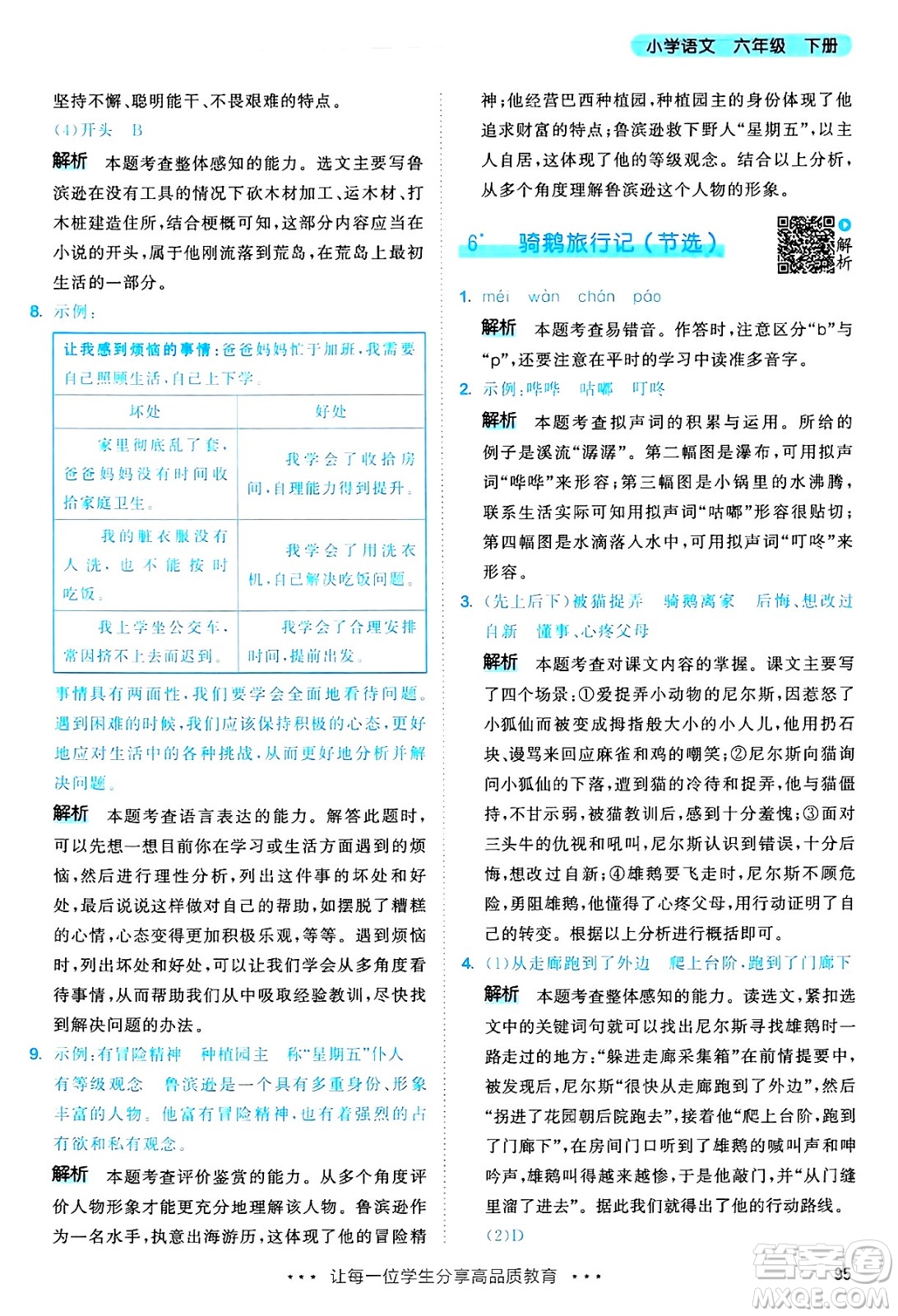 教育科學(xué)出版社2025年春53天天練六年級(jí)語(yǔ)文下冊(cè)部編版答案