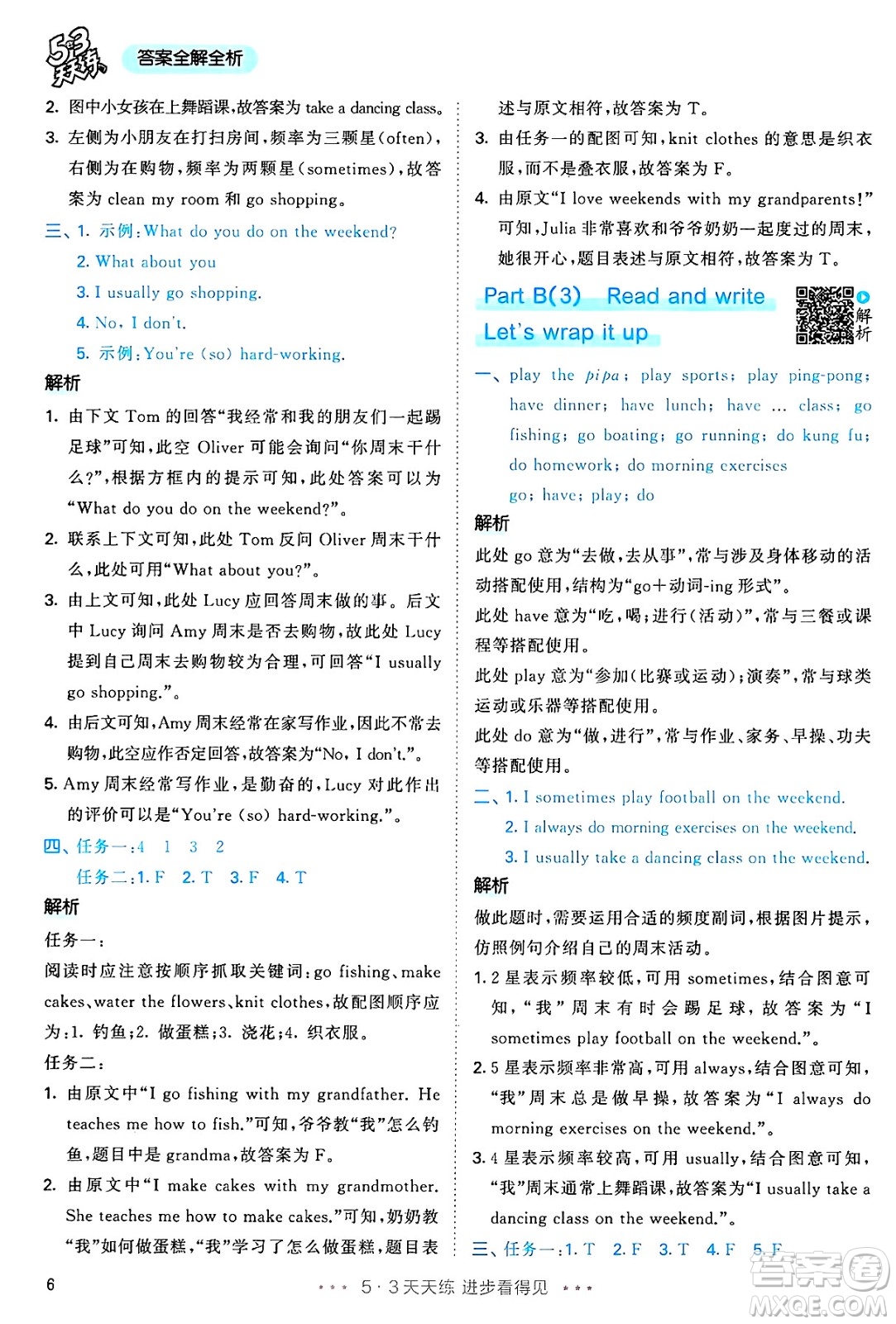 山東畫(huà)報(bào)出版社2025年春53天天練五年級(jí)英語(yǔ)下冊(cè)人教PEP版答案