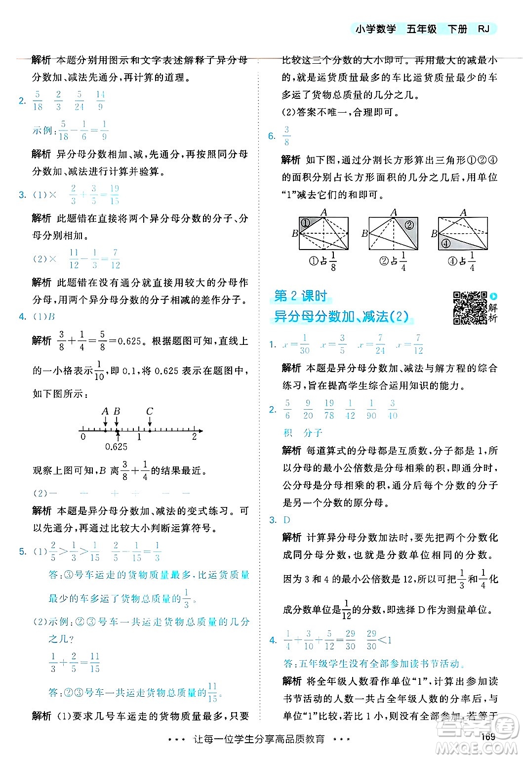 山東畫報出版社2025年春53天天練五年級數(shù)學下冊人教版答案